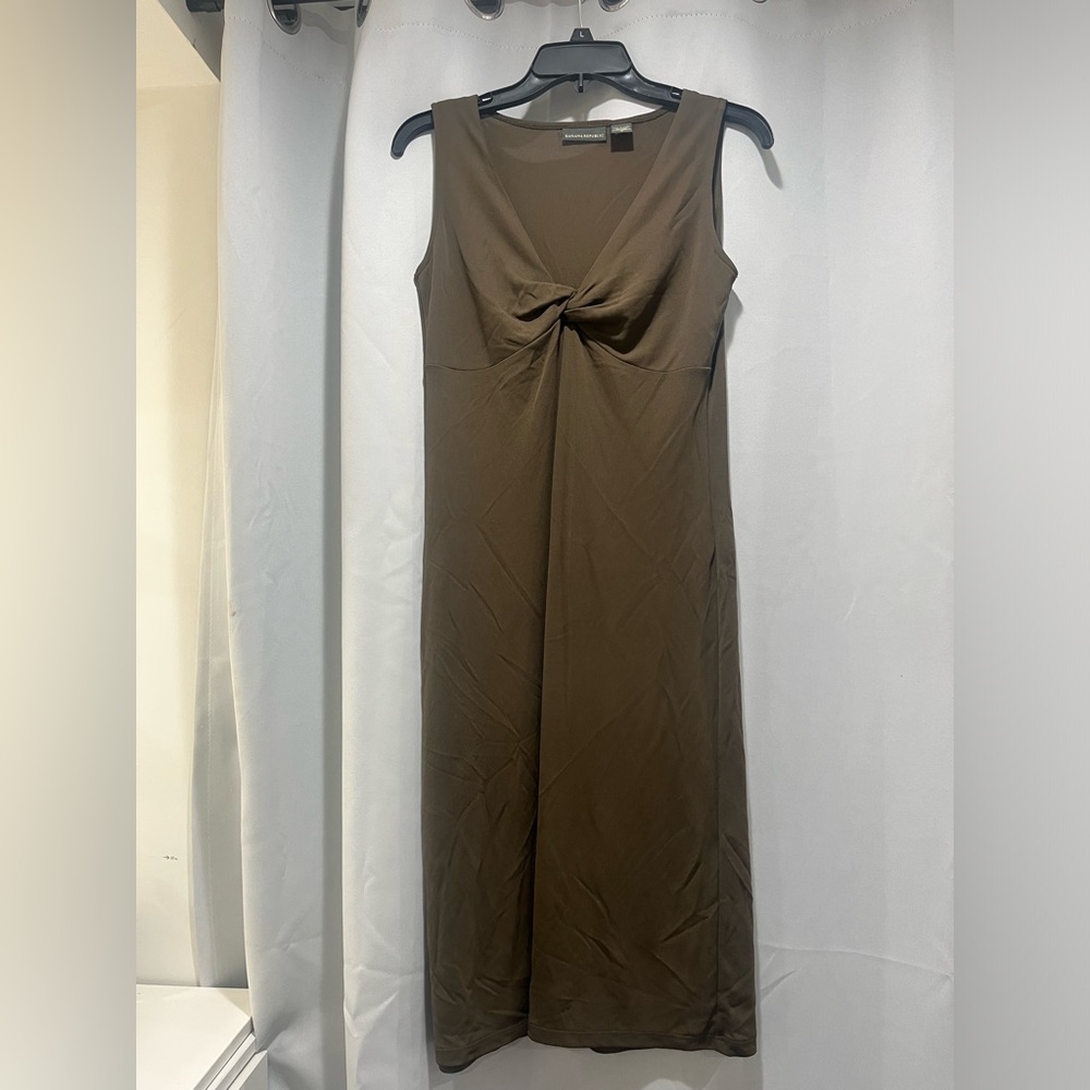 Banana Republic Olive Green Sleeveless Sun Dress Size Small Petite A6